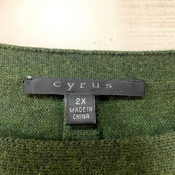 Cyrus Green Ribbed 3/4 Sleeve Drop Shoulder Sweater With Center Pleat Sz 2X - Picture 3 of 7